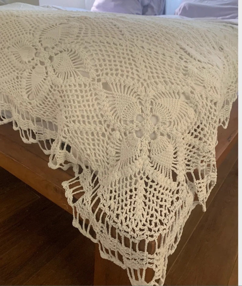 Handmade Cotton Crochet Throw Blanket