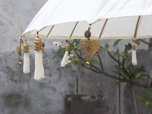 Garden Umbrella with Tassels and Gold Heart Trinkets