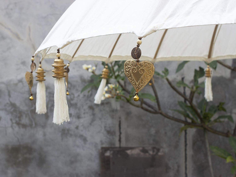 Garden Umbrella with Tassels and Gold Heart Trinkets