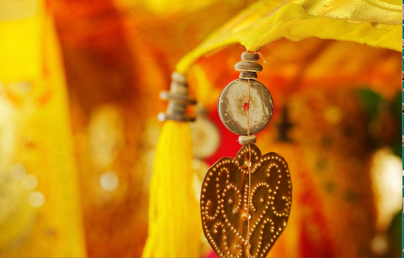 Garden Umbrella with Tassels and Gold Heart Trinkets