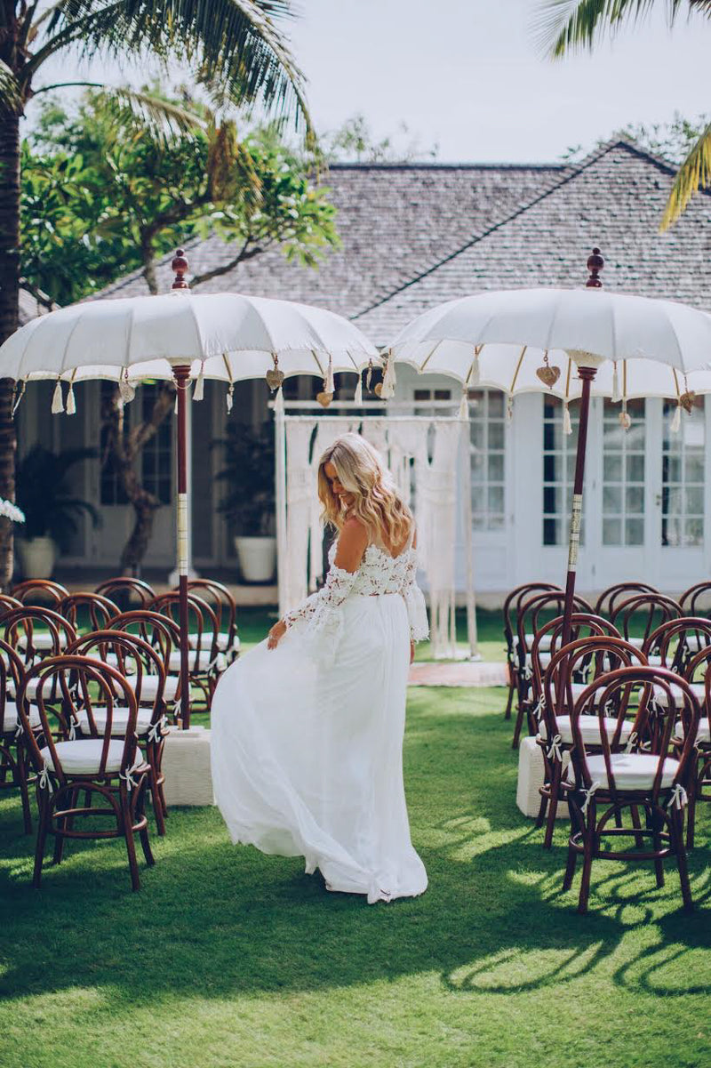 Garden Umbrella with Tassels and Gold Heart Trinkets