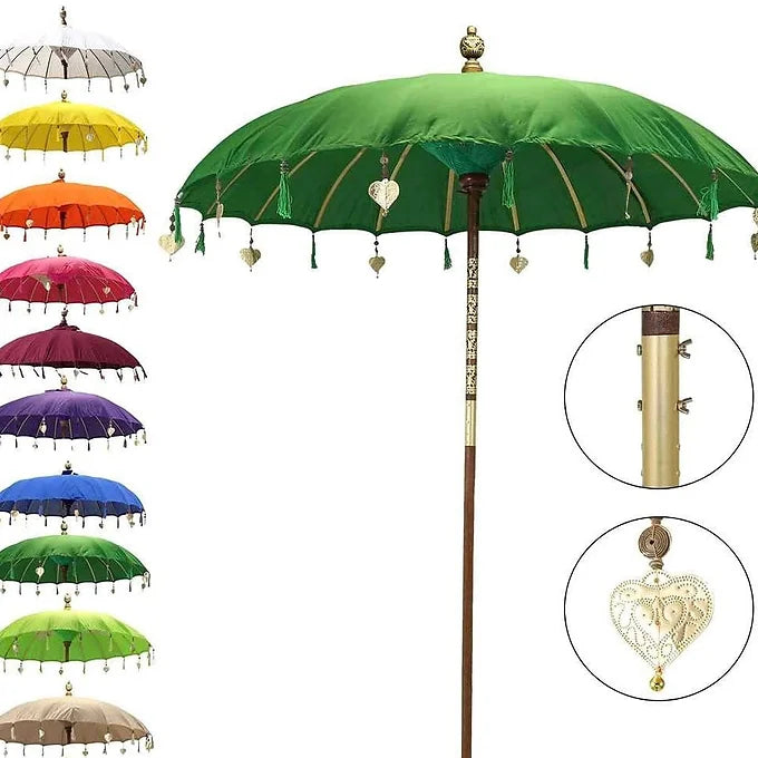 Garden Umbrella with Tassels and Gold Heart Trinkets