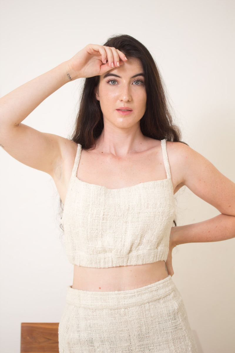 LEAH ~ Short Skirt and Bra Top Set in Hemp