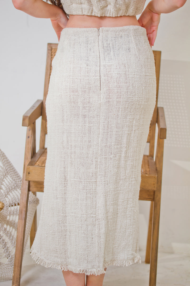 GAIA ~ Long Skirt with High Slit + Bra Top in Hemp