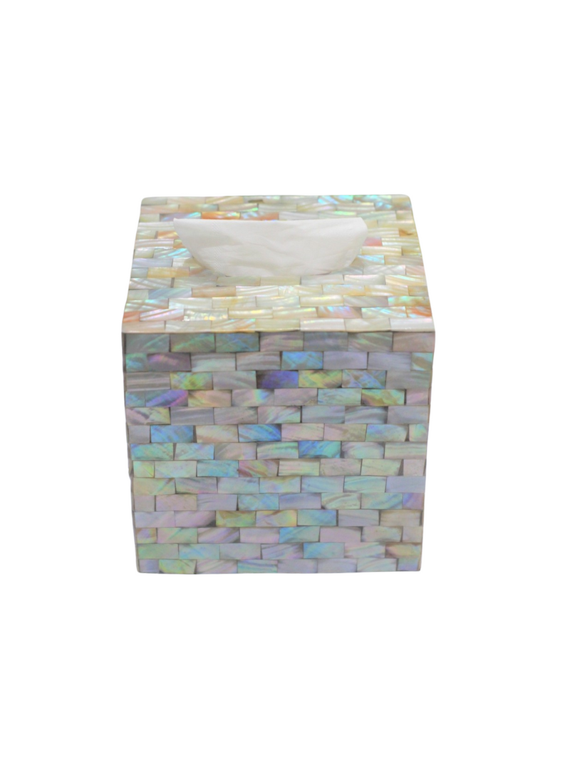 Mosaic Tissue Box with Opal Mother of Pearl