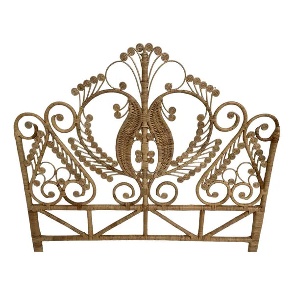 Queen Bed Headboard in Handcrafted Rattan