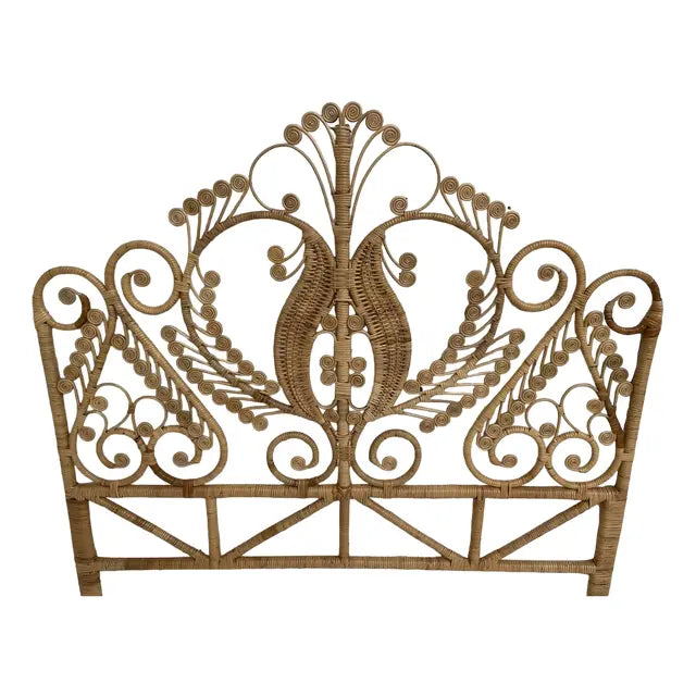 Queen Bed Headboard in Handcrafted Rattan