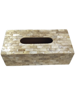 Mosaic Tissue Box with Mother of Pearl