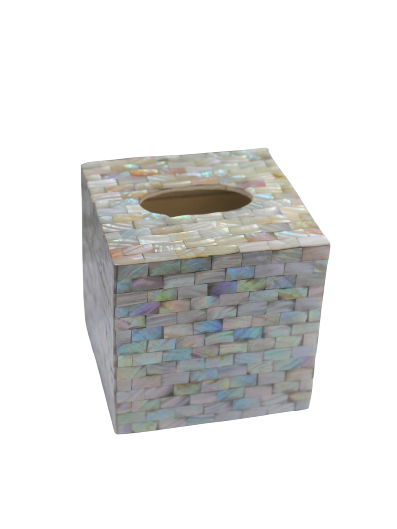 Mosaic Tissue Box with Opal Mother of Pearl