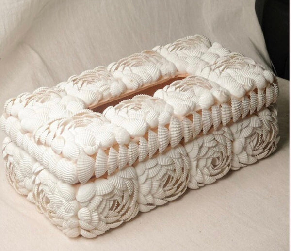 Seashell Roses Tissue Box