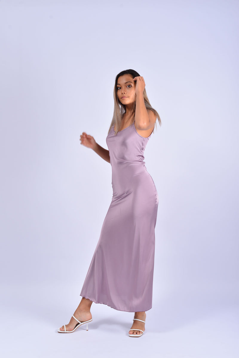 HAYLEY ~ Silk Mermaid Backless Maxi Dress with Slit