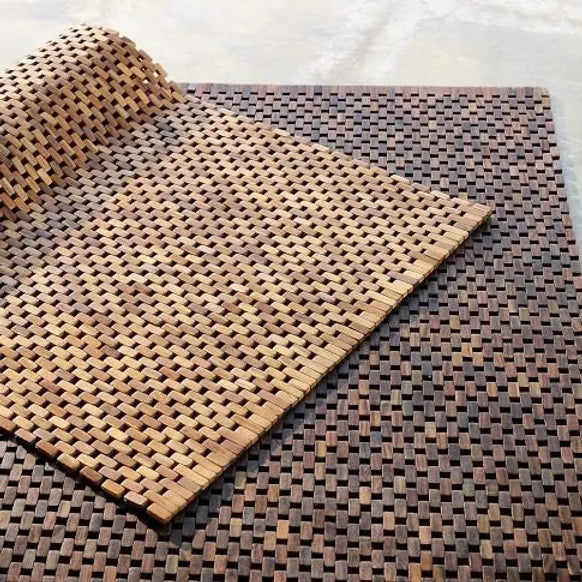 Teak Earth Mat with Interlocking Design for Bathroom or Kitchen